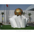 outdoor stainless steel metal football sculpture